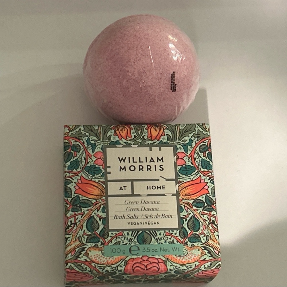NIB William Morris at Home Bath Salts & Bath Fizzer Green Davana NEW.